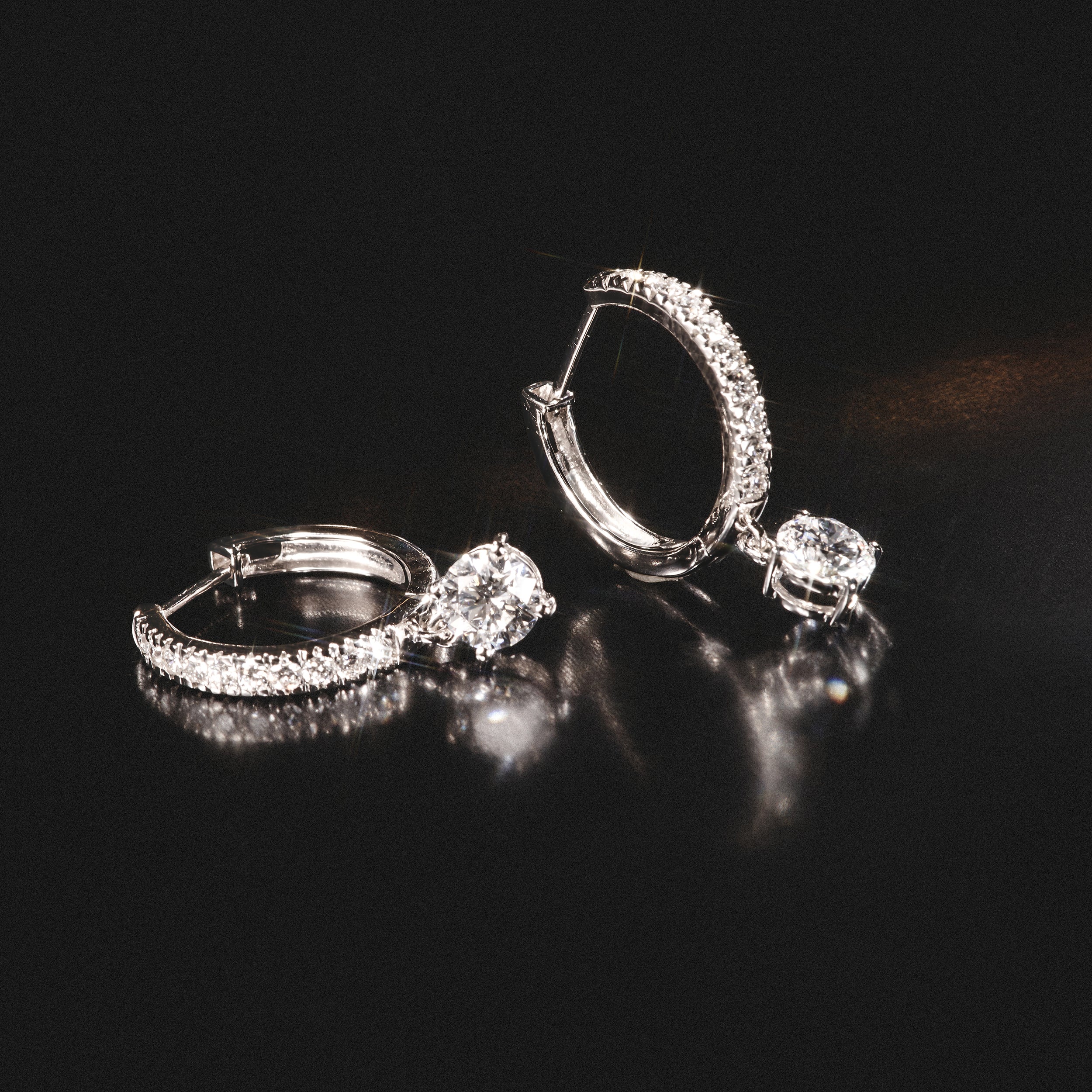 Stellato Hoop Drop Lab Diamond Earrings 0.50ct in 925 Sterling Silver